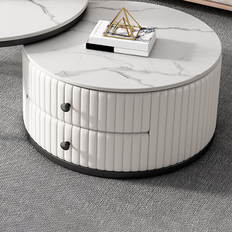 Round Nesting Coffee Table Set Frame Coffee Table Set with 2 Drawers
