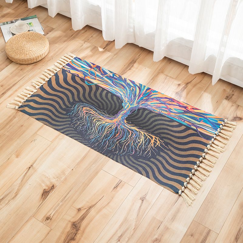 Vivid Plant Knit Rug Multi Colored Modern Rug Synthetics Pet Friendly Carpet for Guest Room