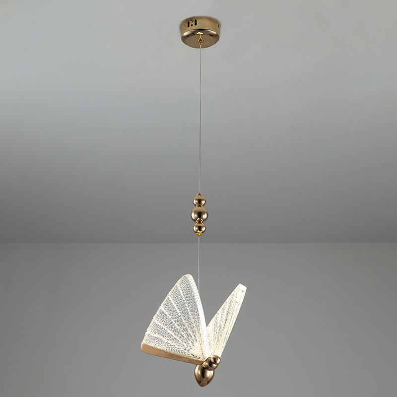 Lámpara de luz colgante de mariposa acrílico lámpara de suspensión de acabado dorado
