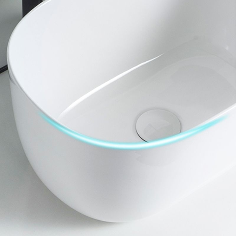 Modern Vessel Lavatory Sink Oval Porcelain with Pop-Up Drain Vessel Sink