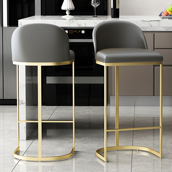 Industrial Low Back Stool Bucket Faux Leather Bar Stools for Bar