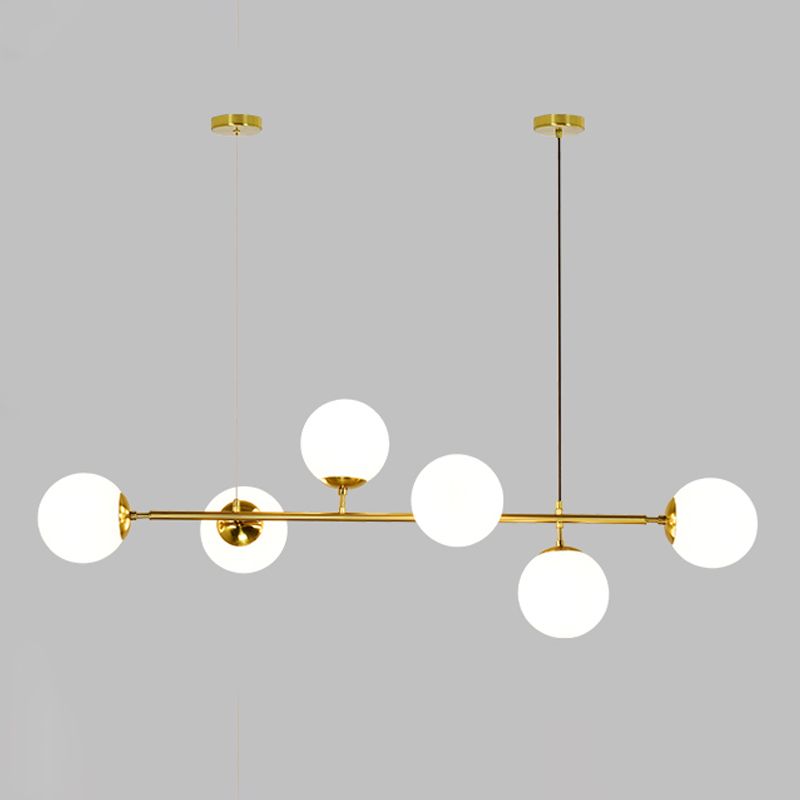 6 Light Sphere Island Light Fixture Contemporary Glass Island Chandelier