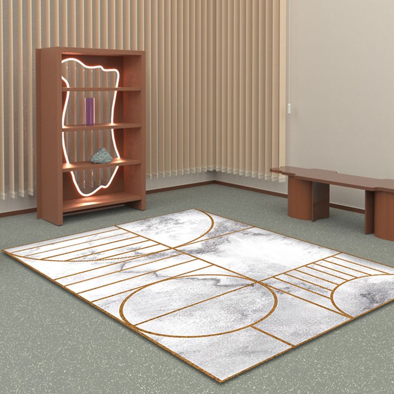 Marble Geometry Pattern Rug Polyester Modernist Rug Washable Anti-Slip Backing Carpet for Parlor