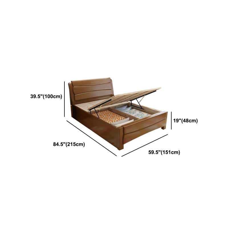 84.65 inch Wide Traditional Bed Frame Rubberwood Standard Bed with Headboard