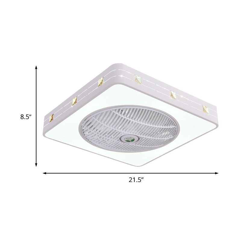 21,5 "" LED de large LED à chasse à chasse plafonnier plafond moderne Métal de métal de la lampe à fans suspendue en blanc, 3 lames