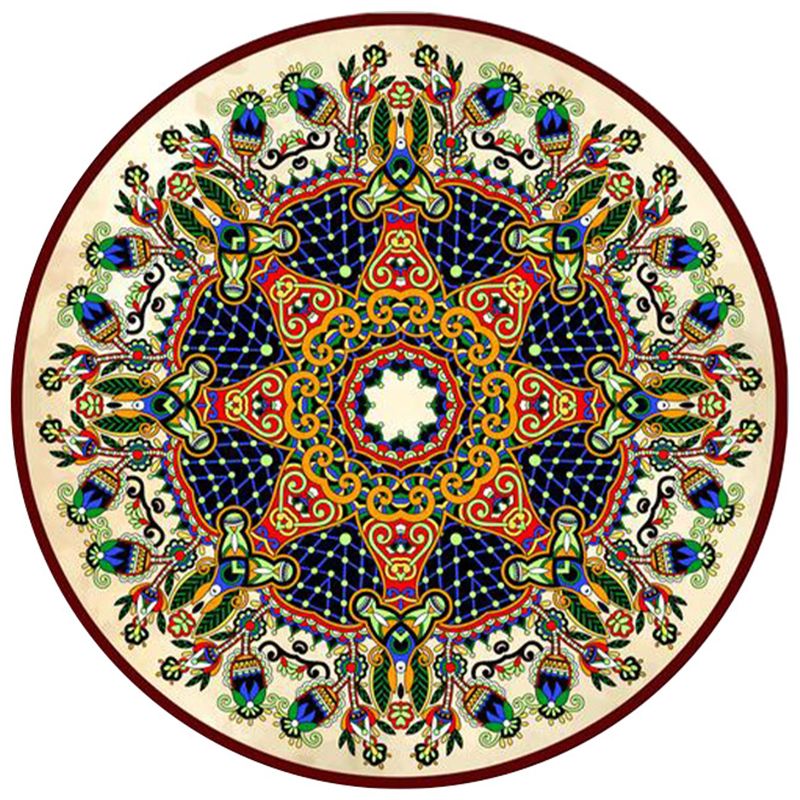 Vintage etnisch patroon Tapijten Polyester Ronde Ronde binnen Tapijt Stain Resistent Area Teken voor woonkamer