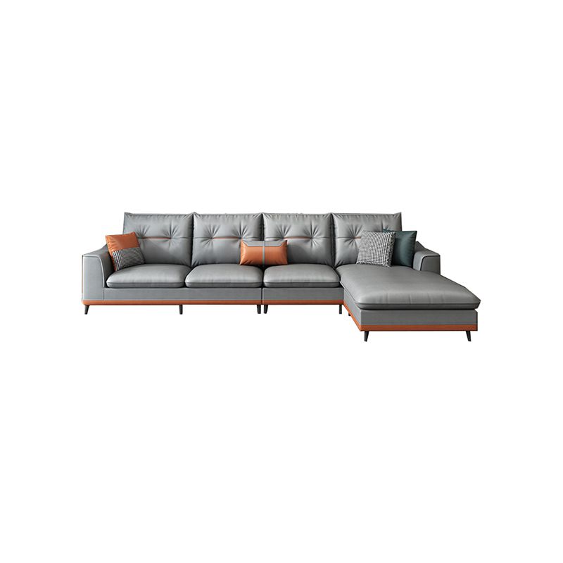 Tufted Modern Sloped Arm Sectional 5-seater Stain-resistant Sectional