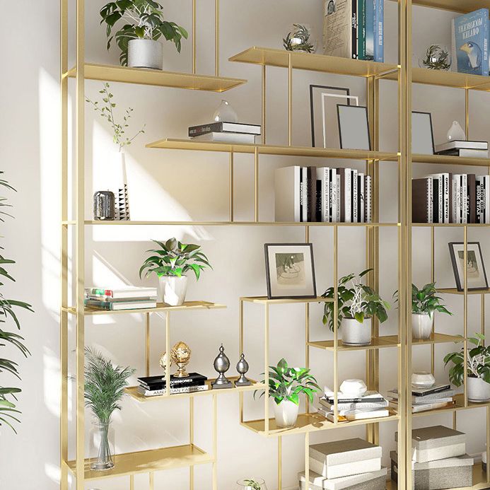Geometric Metal Shelf Bookcase Glam Vertical Open Book Shelf