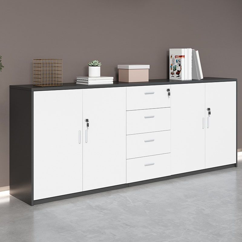 Lateral File Cabinet Wood Color Block Locking File Cabinet with Drawers