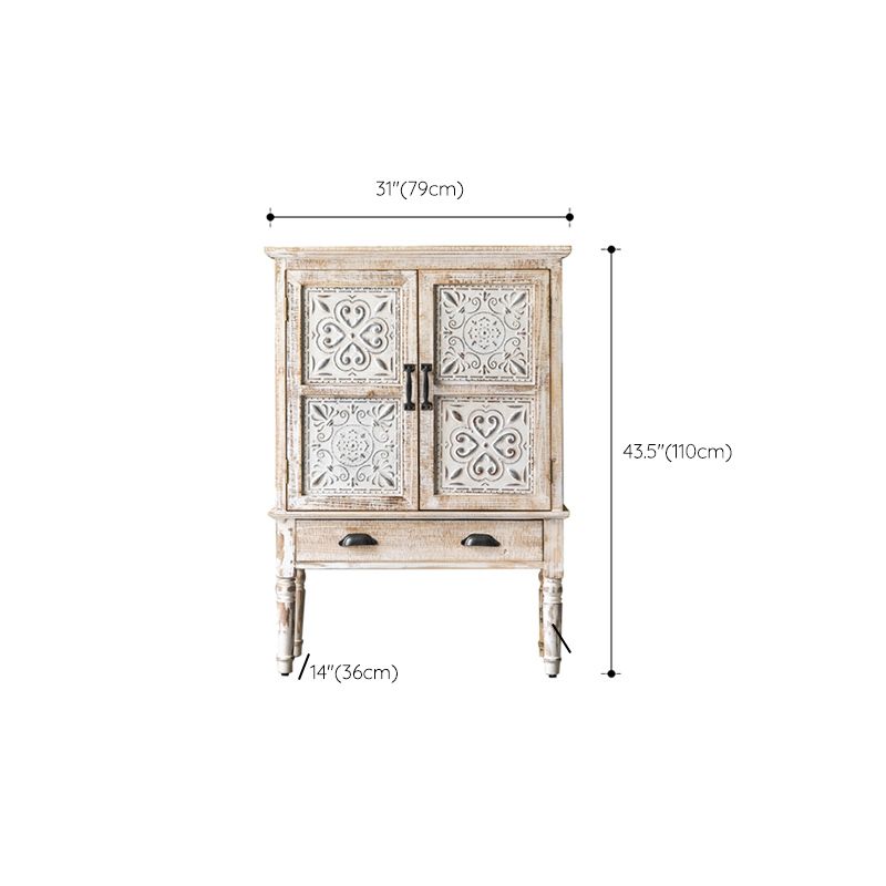 Industrial Rectangle Accent Cabinet Distressed Finish Fretwork Accent Cabinet