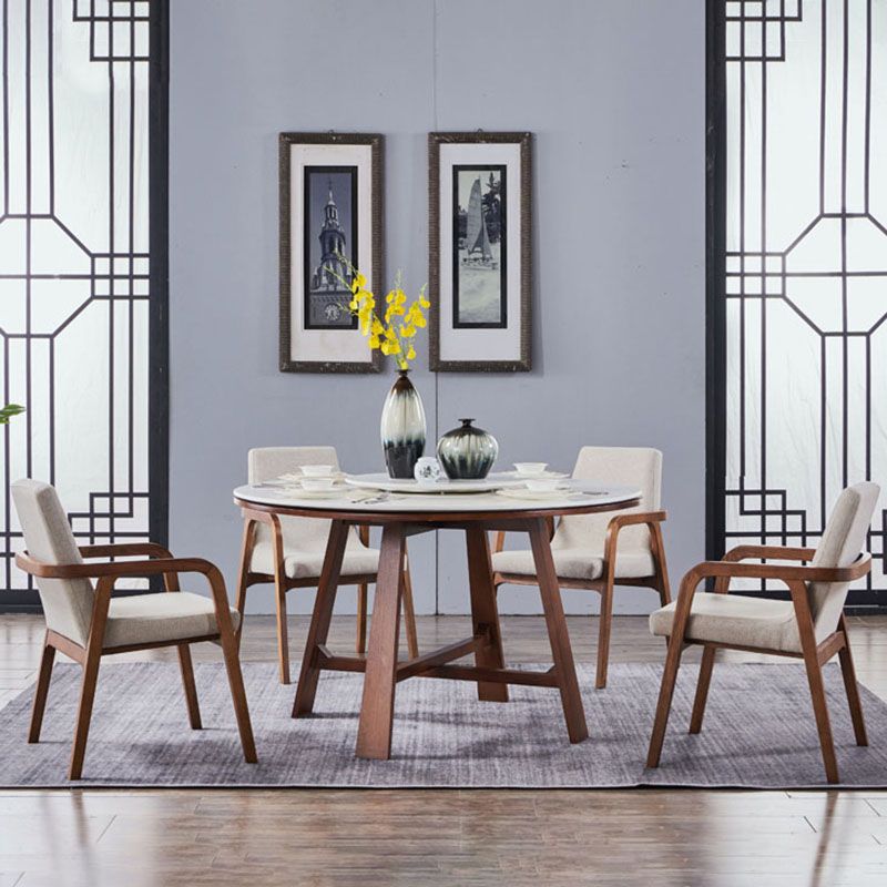 Silla de comedor de madera tradicional para uso doméstico Silla acolchada con respaldo sólido con brazo