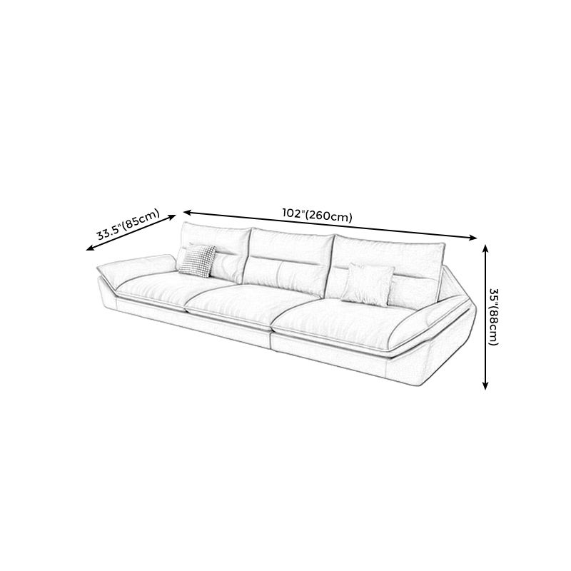 Flared Arm Beige Sectional Sofa with Chaise Pillowed Back Cushions Couch Sectional