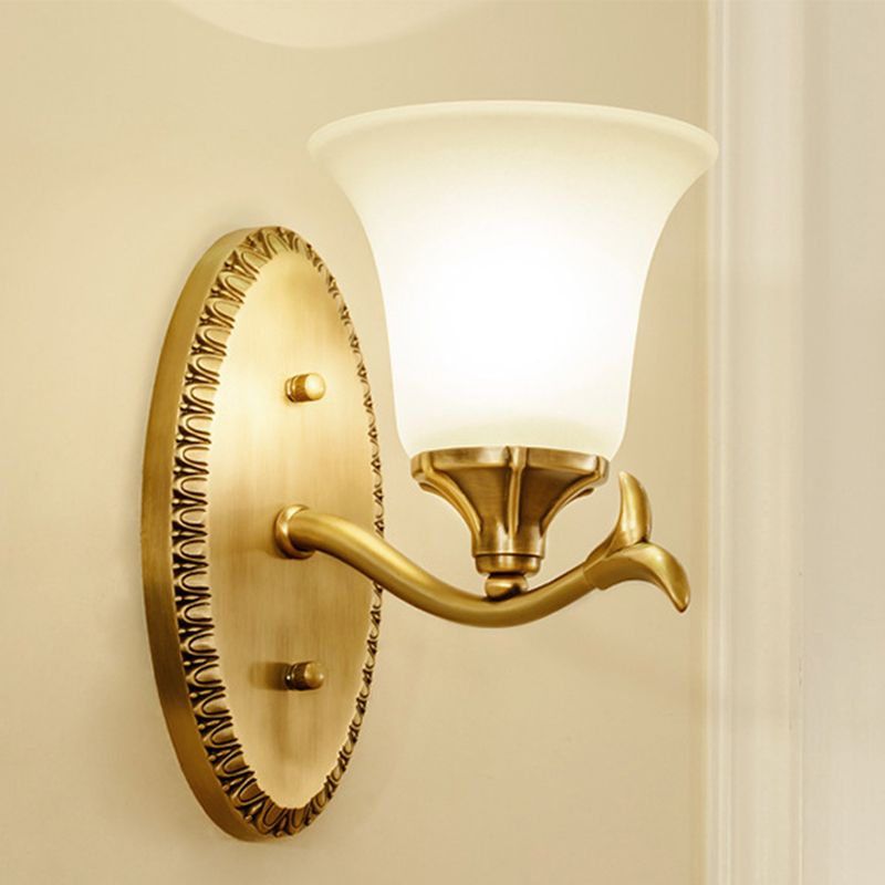 Glazen klok wandmontage verlichting armatuur traditionele badkamerschonce verlichting in messing