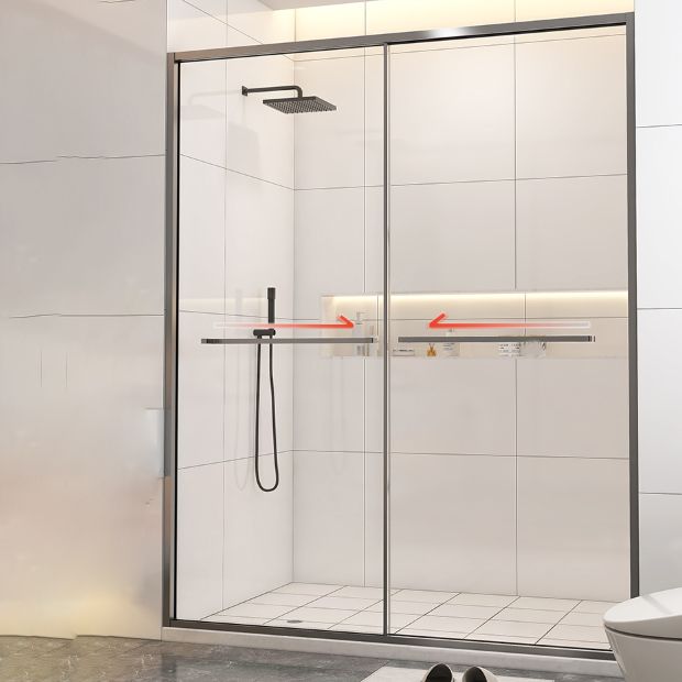 Double Sliding Glass Shower Door Stainless Steel Narrow Frame Shower Screen
