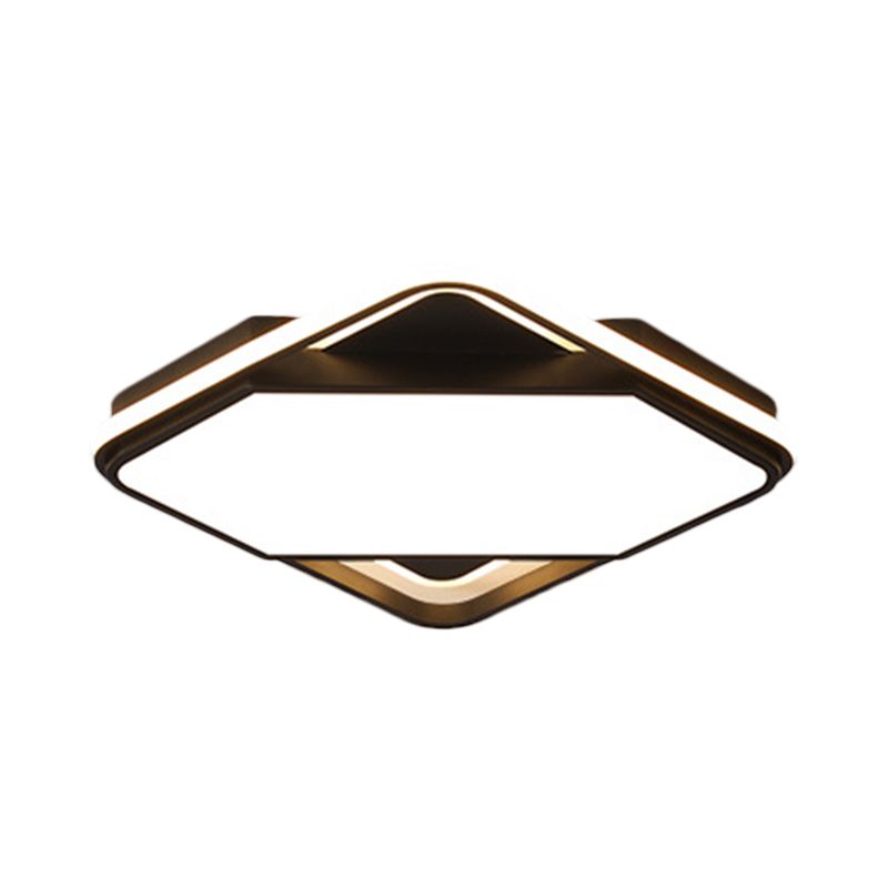 16,5 "/20.5" W Quadrato Letto Flush Montaggio Metallo LED Simplicity Flush Lamp in Black, White / Warm Light