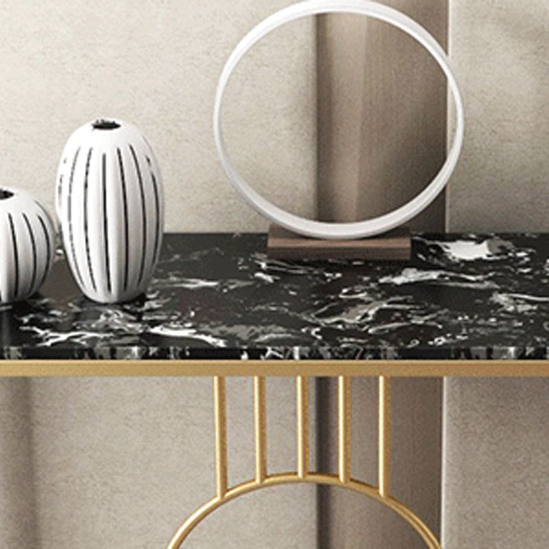 Marble Oval Console Table, 31.5" Gold Metal Base Console Table for Hall