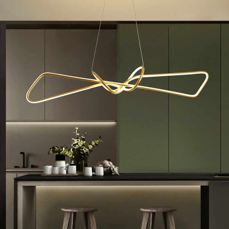 Linear LED Island Chandelier Lights Metal New Modern Hanging Lamp for Dining Room