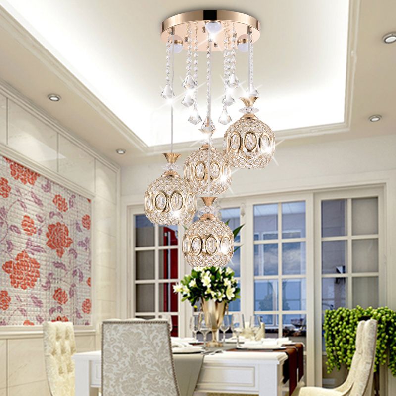 Globe hanglamp lamp armatuur moderne kristallen multi -light hangende lamp voor eetkamer