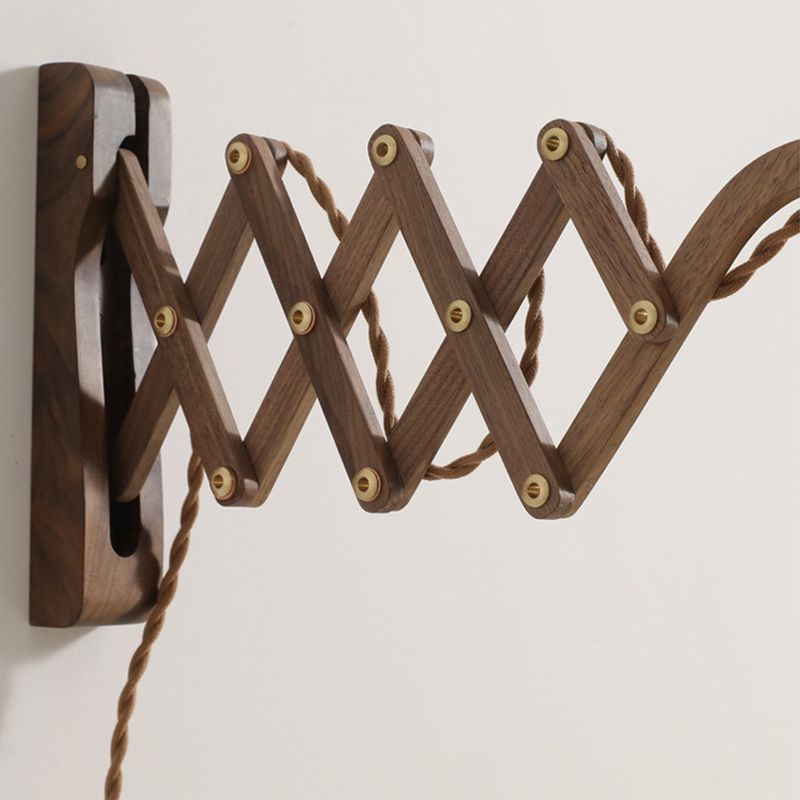 Dunkle Holz 1-Licht-Lesen Wandlampe Vintage Taperedglas ausziehbarer Wandleuchte