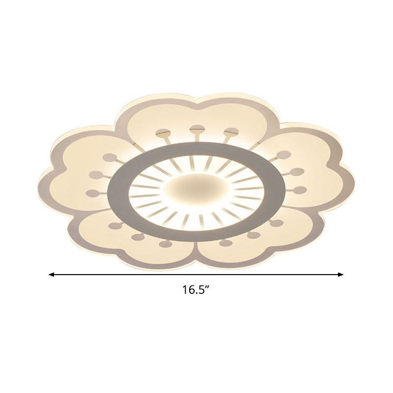 Blume Deckenbefestigung Zeitgenössische Acryl Weiß 16.5 "/20.5" Breite LED Bündig Montieren Beleuchtung, Warm/White/3 Farbe Licht