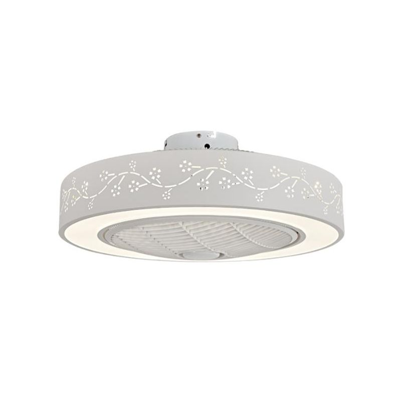 Acryl weiß hängende Lüfterlampe Runde LED 21,5 "Weitminimalismus Halbflush -Deckenleuchte mit 4 Klingen