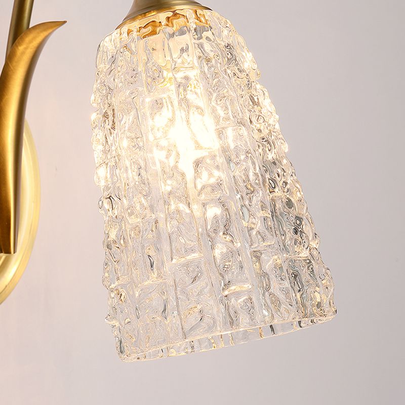 Modern Golden Wall Lamp Copper Wall Mount Lamp with Glass Shade for Bedroom