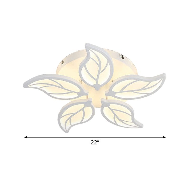 1/2-Tier Leaf Acrylic Flush Light Fixture Contemporary White LED Ceiling Lamp in Warm/White Light, 22"/27" Wide