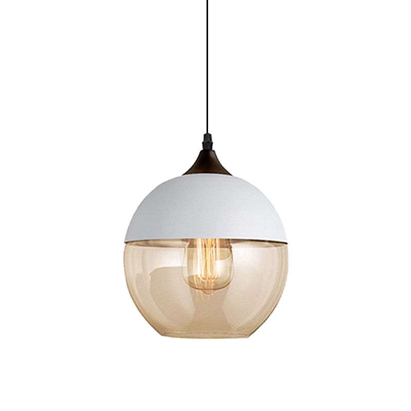 5 "/ 7" / 8 "de large tambour / cylindre / pot transparent en verre transparent pendant moderne 1 clair de suspension blanche / noir clair