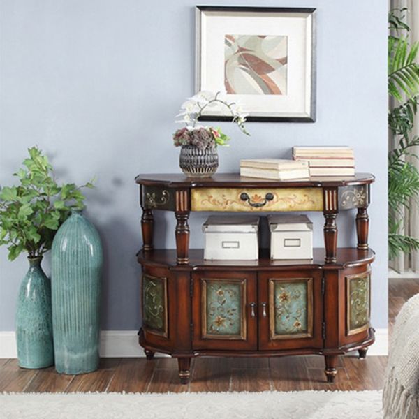 Victoria Wooden Accent Table Free Form Sofa Console Table for Hall