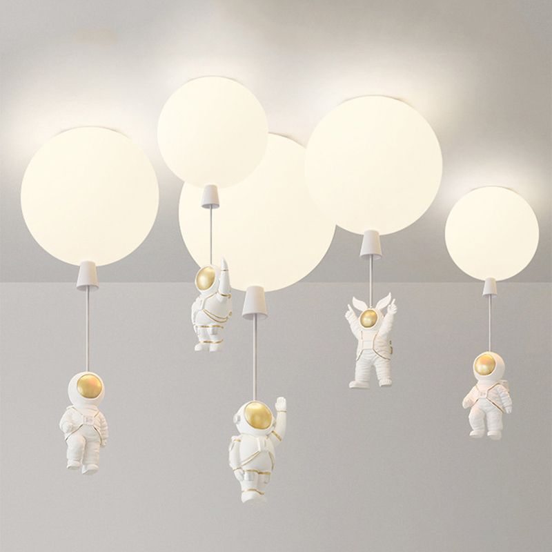 Creative Balloon Ceiling Mount Light Silica Gel 1 Bulb Bedroom Flush Light with Astronaut Decoration