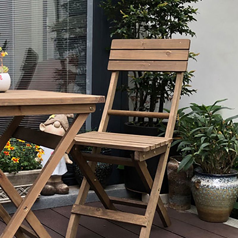 Wood Folding Outdoors Dining Chairs Armless Open Back Side Chair