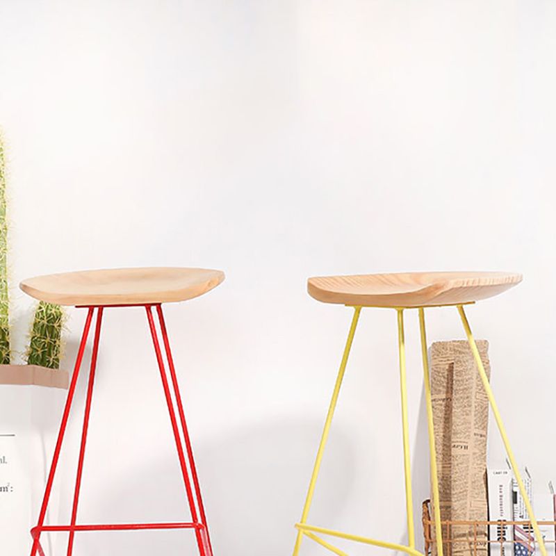 Modern Solid Wood Counter Stool Armless Bar Stool with Footrest
