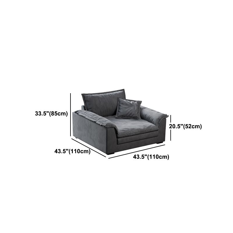Square Arm Dark Gray Removable Cushions Contemporary Faux Leather Sofa