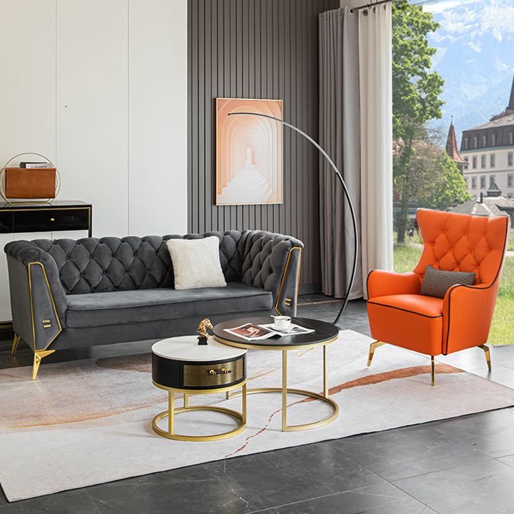 Scandinavian Solid Color Sofa 28.74" Wide Wood Frame Tuxedo Arm Sofa