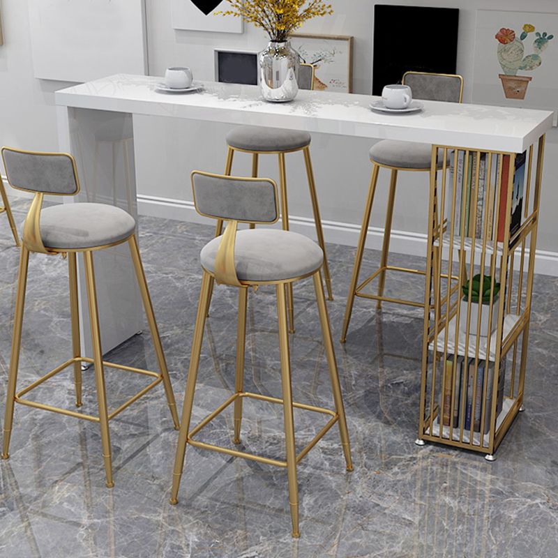 Solid Wood Bar Table Rectangle Dining Table with Storage Shelves