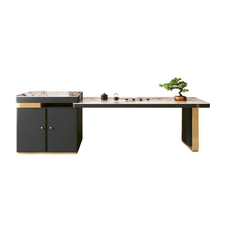 Extendable Dining Table Double Pedestal Table for Kitchen Dining Room