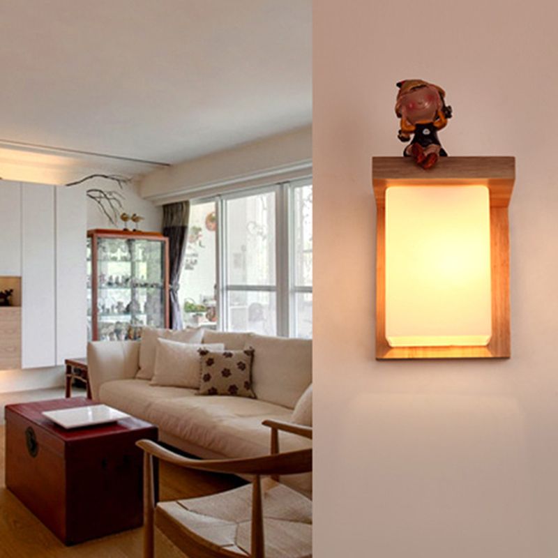 Modern Wooden Wall Light Fixture with 1 Light for Bedroom Living Room