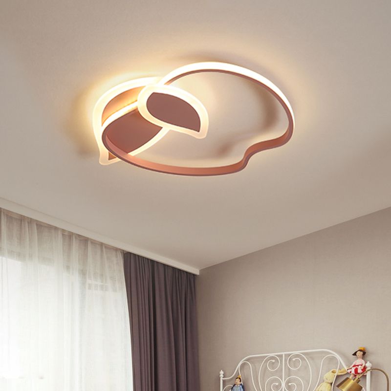 Children Room LED Flush Mount Kids Pink/White/Black Ceiling Lighting with Apple Aluminum Frame