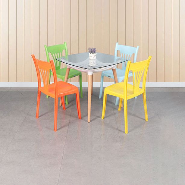 Sillas de comedor de estilo moderno, silla lateral sin brazos de plástico para cocina