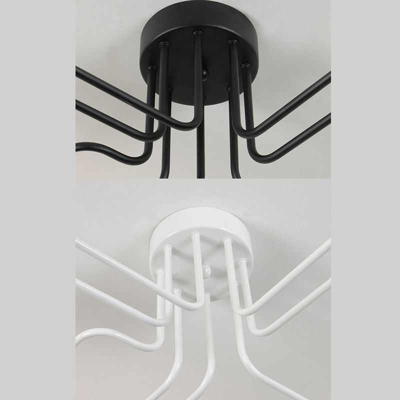 8 luces de estilo de techo de metal de estilo industrial Diseño de bombilla abierta