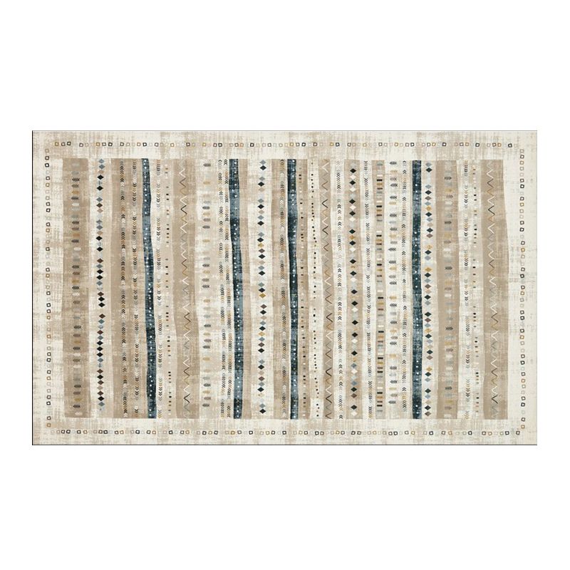 Multicolor Carpet Retro Tribal Symbols Area Rug Polyester Home Decor Rug with Anti-Slip Backing