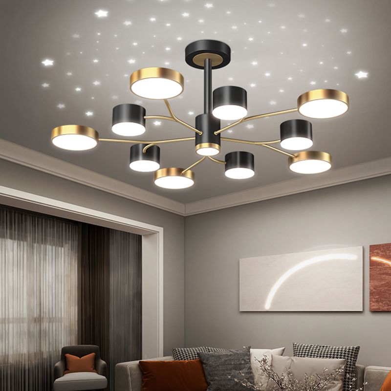 Araña contemporánea de metal redondeo de metal lámparas colgantes para dormitorio de sala de estar