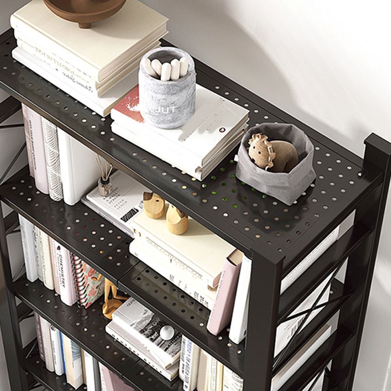 Contemporary Metal Bookshelf Etagere Folding Bookcase with Shelves