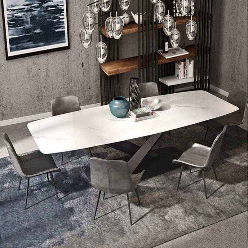 1/4/5/7 Pcs Metal Modern Dining Set with Rectangle Table and Pedestal Base Dinette Set