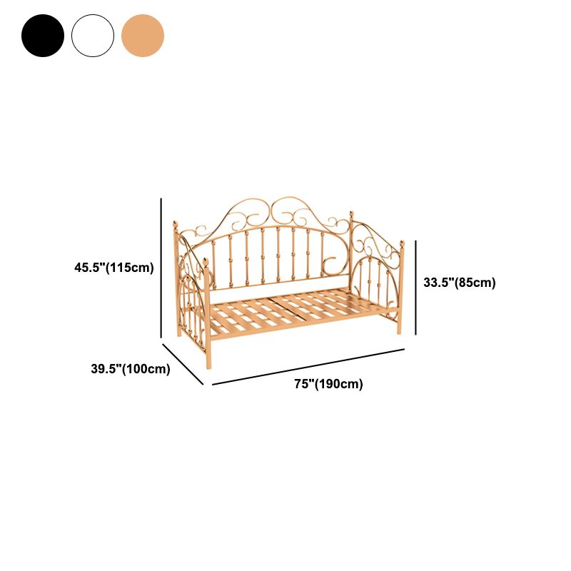 Glam Metallic Bed Frame 45" Tall Open-Frame Bed with Headboard