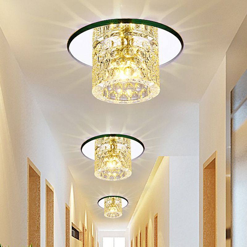 Cilindro LED Flush Soffitto Luce Fissaggio Semplicità Cristallo Cristallo Chiaro Flush Light per Corridore