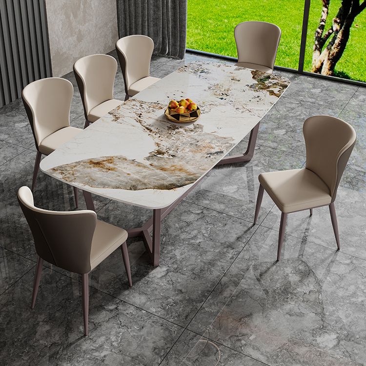 Nordic Glam Rectangle Sintered Stone Dining Table Set 1/4/6/7/8 Pieces Dining Set