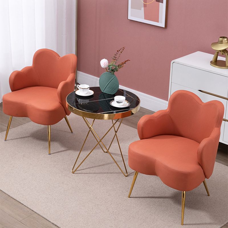 Casual Velvet Accent Chair Faux Leather Accent Chair in Orange/ Pink/ Green/ Gray