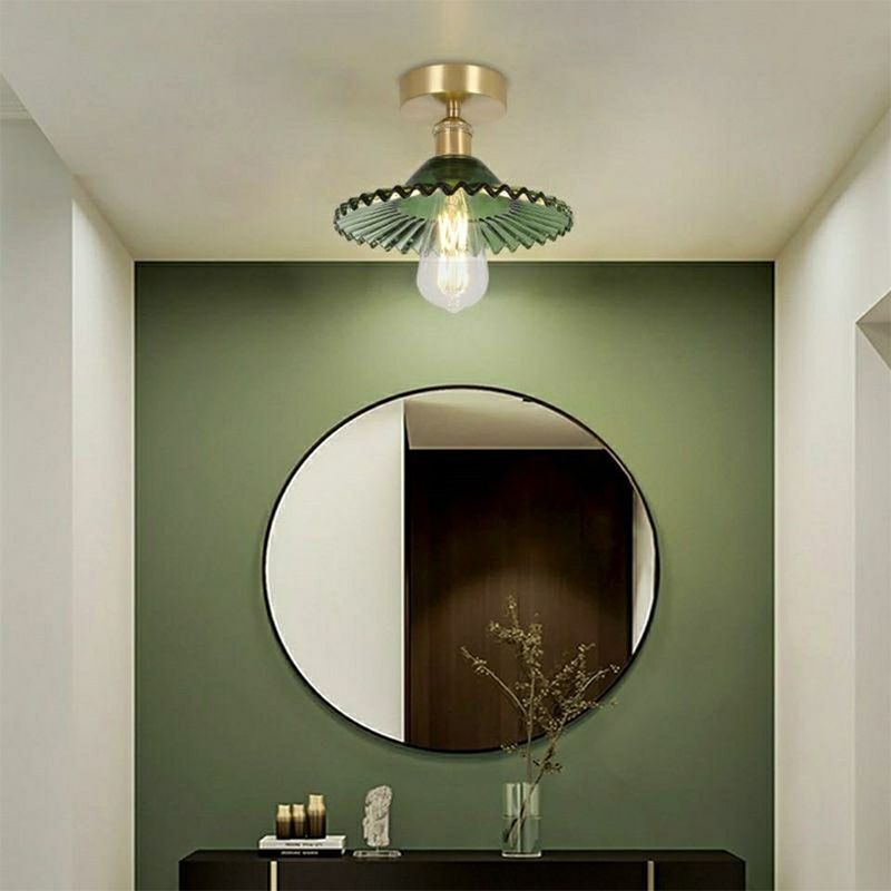 1-Light Ceiling Light Modern Ceiling Mount Lamp with Glass Shade for Bedroom