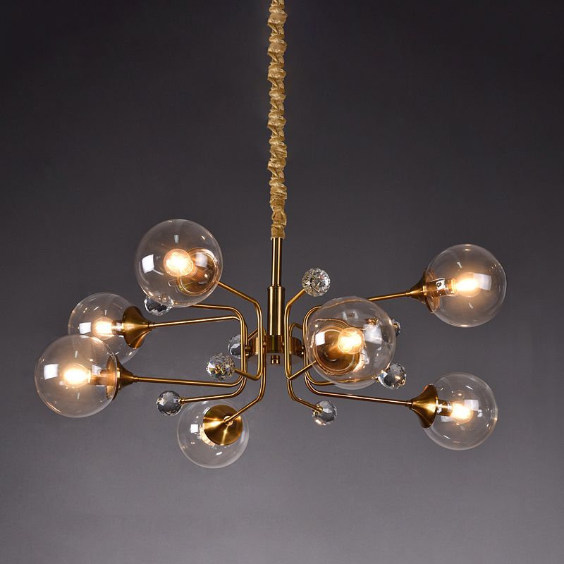 Modern Chandelier Metal Globe-Shaped Chandelier with Shade for Dining Room